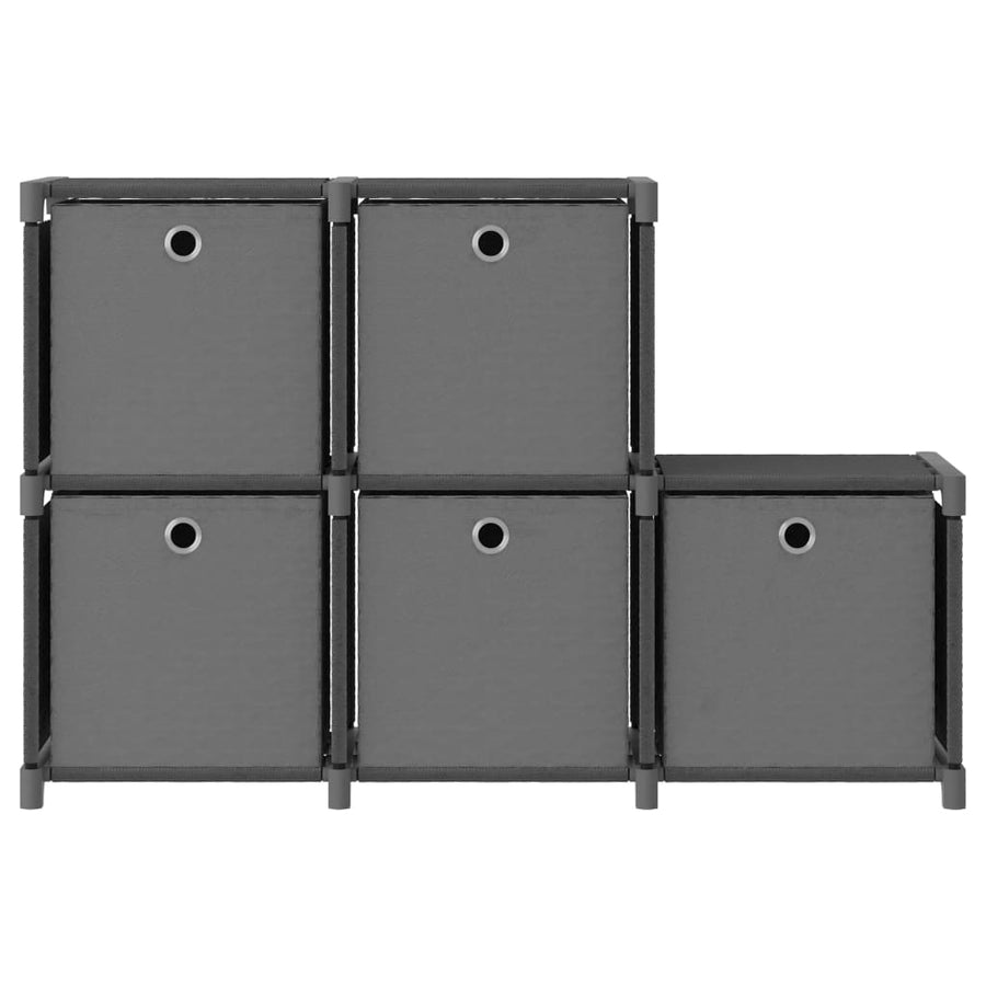Kast Met 5 Vakken 03X30X72,5 Cm Stof Grijs 5-vaks Met boxen