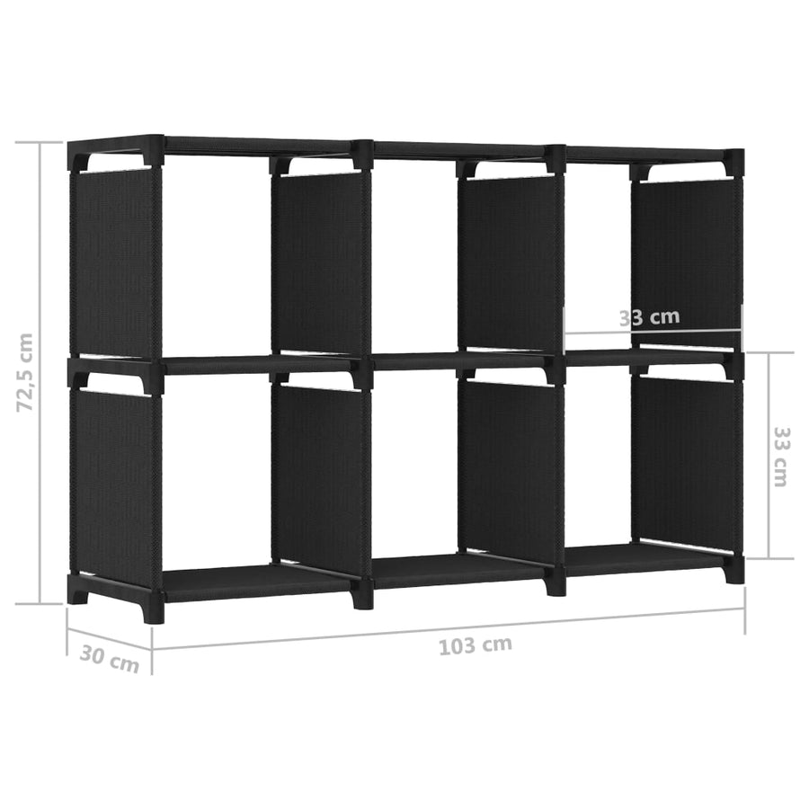 Kast Met 6 Vakken 03X30X72,5 Cm Stof Zwart 6-vaks Zonder boxen