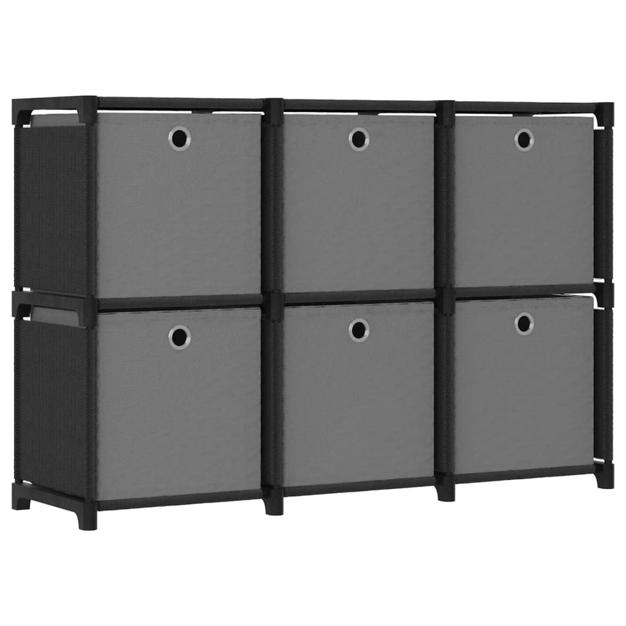 Kast met 6 vakken met boxen 103x30x72,5 cm stof zwart 6-vaks Met boxen