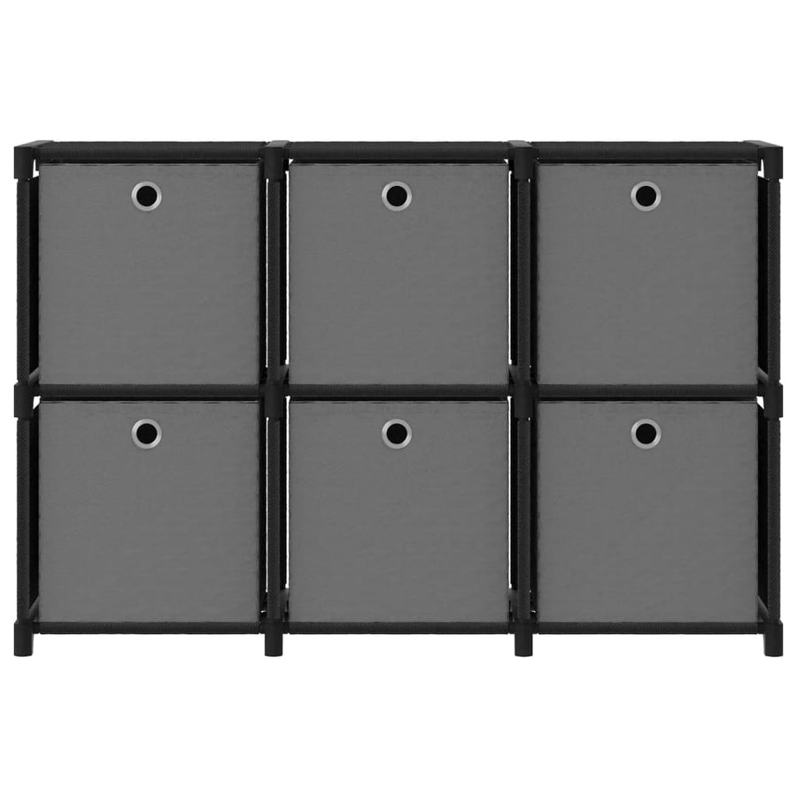 Kast met 6 vakken met boxen 103x30x72,5 cm stof zwart 6-vaks Met boxen