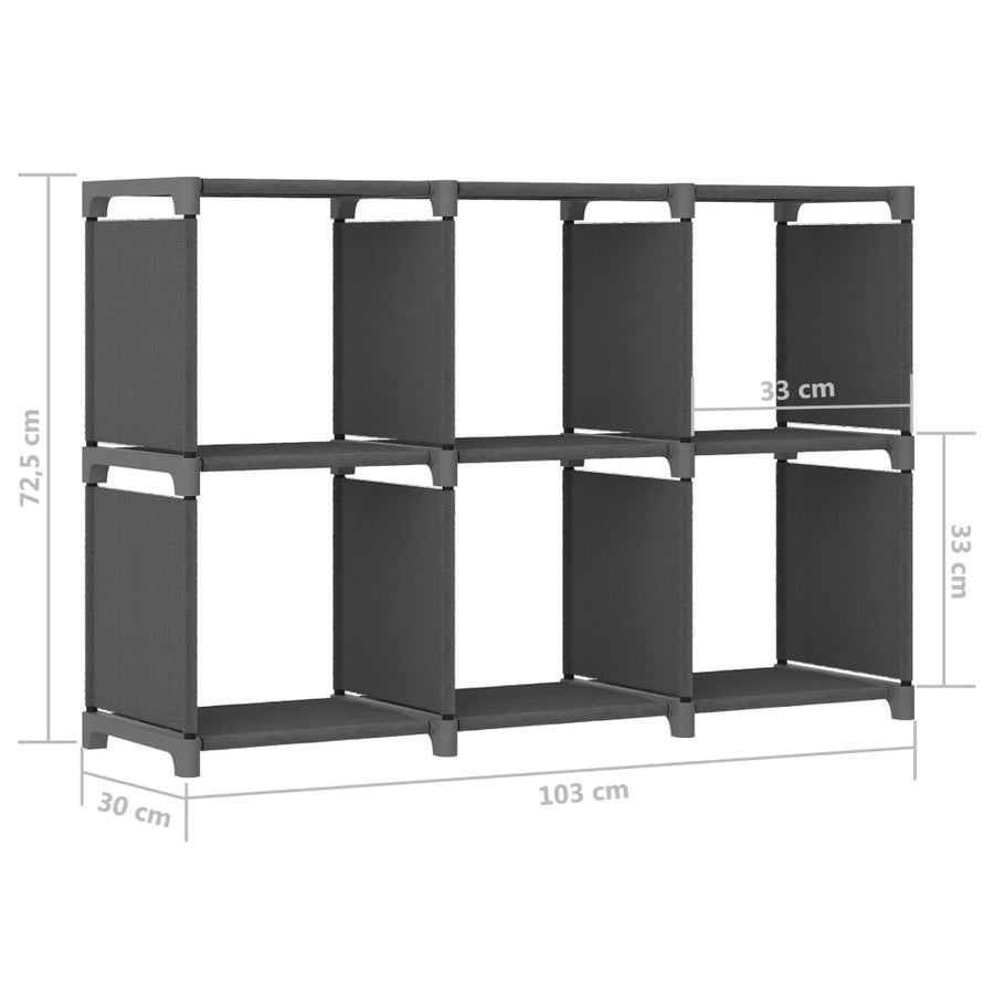 Kast met 6 vakken 103x30x72,5 cm stof grijs 6-vaks Grijs