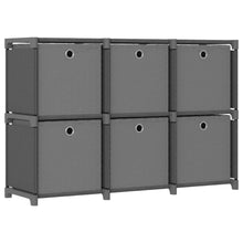 Kast Met 6 Vakken 03X30X72,5 Cm Stof Grijs 6-vaks Met boxen