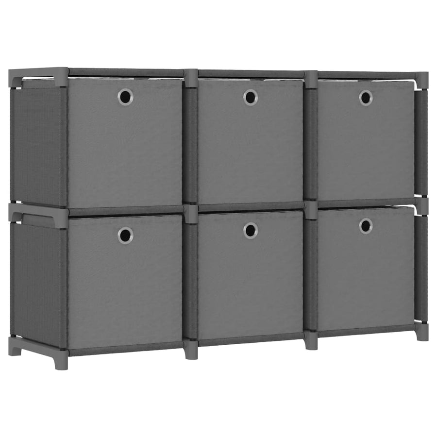 Kast Met 6 Vakken 03X30X72,5 Cm Stof Grijs 6-vaks Met boxen