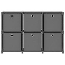 Kast Met 6 Vakken 03X30X72,5 Cm Stof Grijs 6-vaks Met boxen