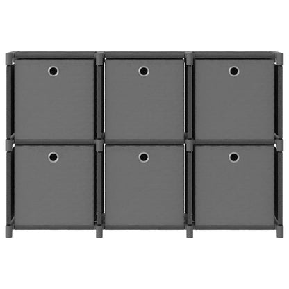 Kast Met 6 Vakken 03X30X72,5 Cm Stof Grijs 6-vaks Met boxen