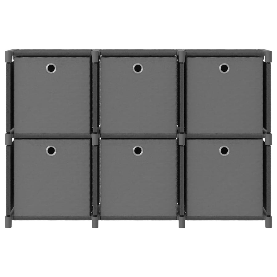 Kast Met 6 Vakken 03X30X72,5 Cm Stof Grijs 6-vaks Met boxen
