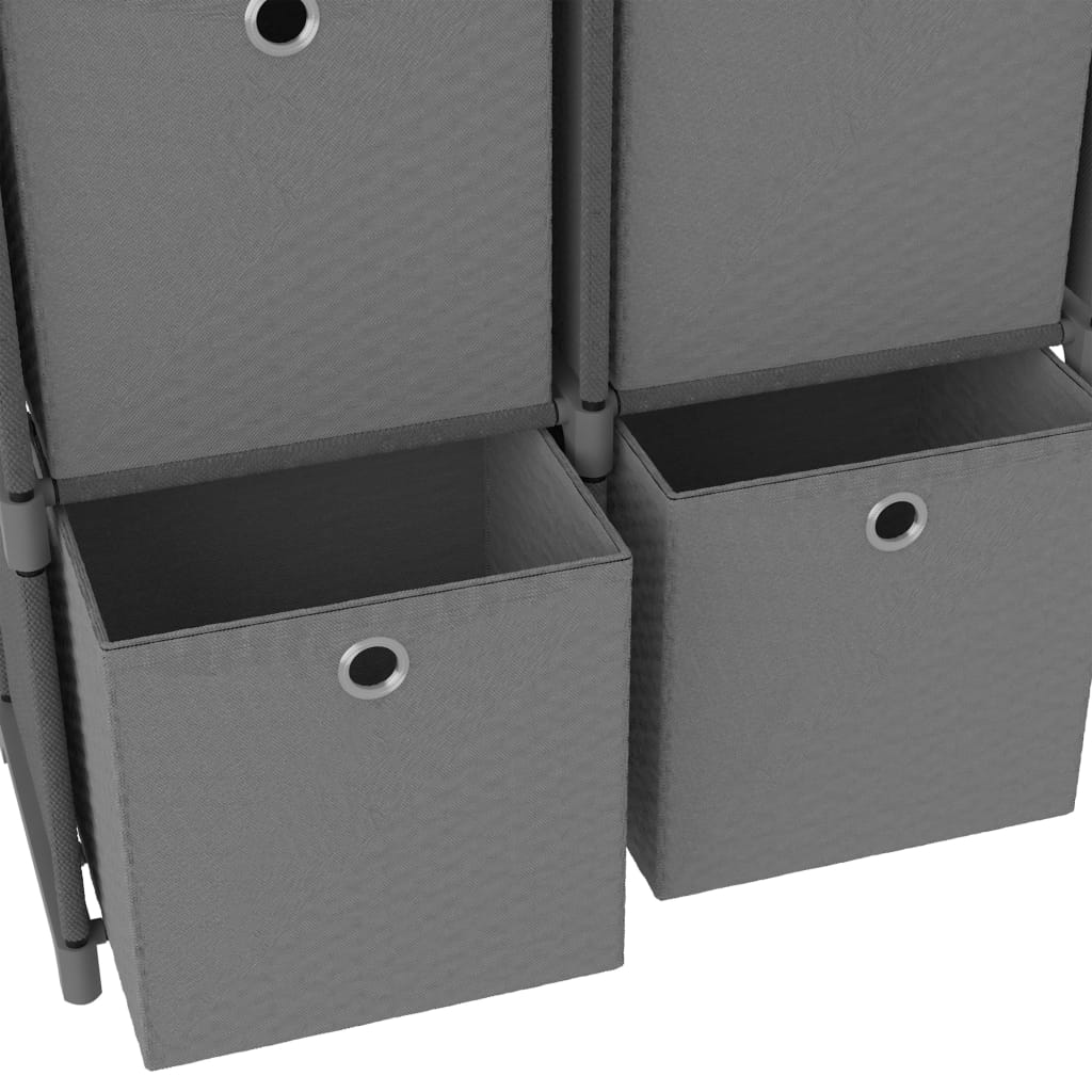 Kast Met 6 Vakken 03X30X72,5 Cm Stof Grijs 6-vaks Met boxen