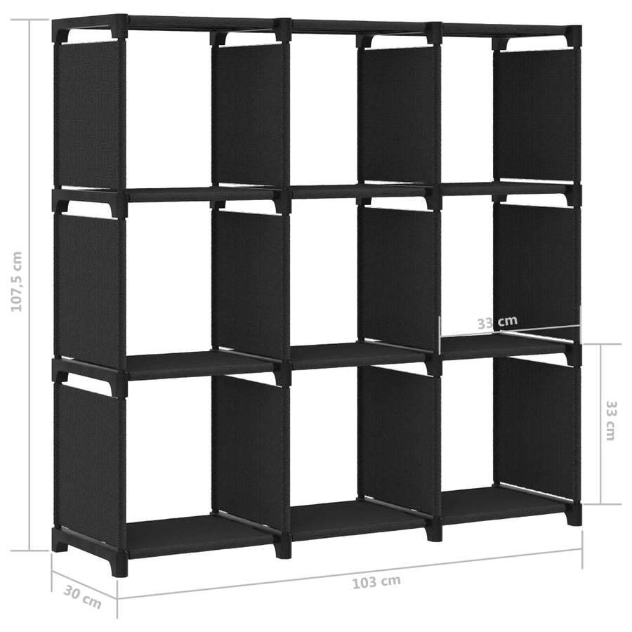 Kast Met 9 Vakken 03X30X07,5 Cm Stof Zwart 9-vaks Zonder boxen
