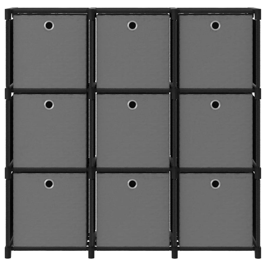 Kast met 9 vakken met boxen 103x30x107,5 cm stof zwart 9-vaks Met boxen