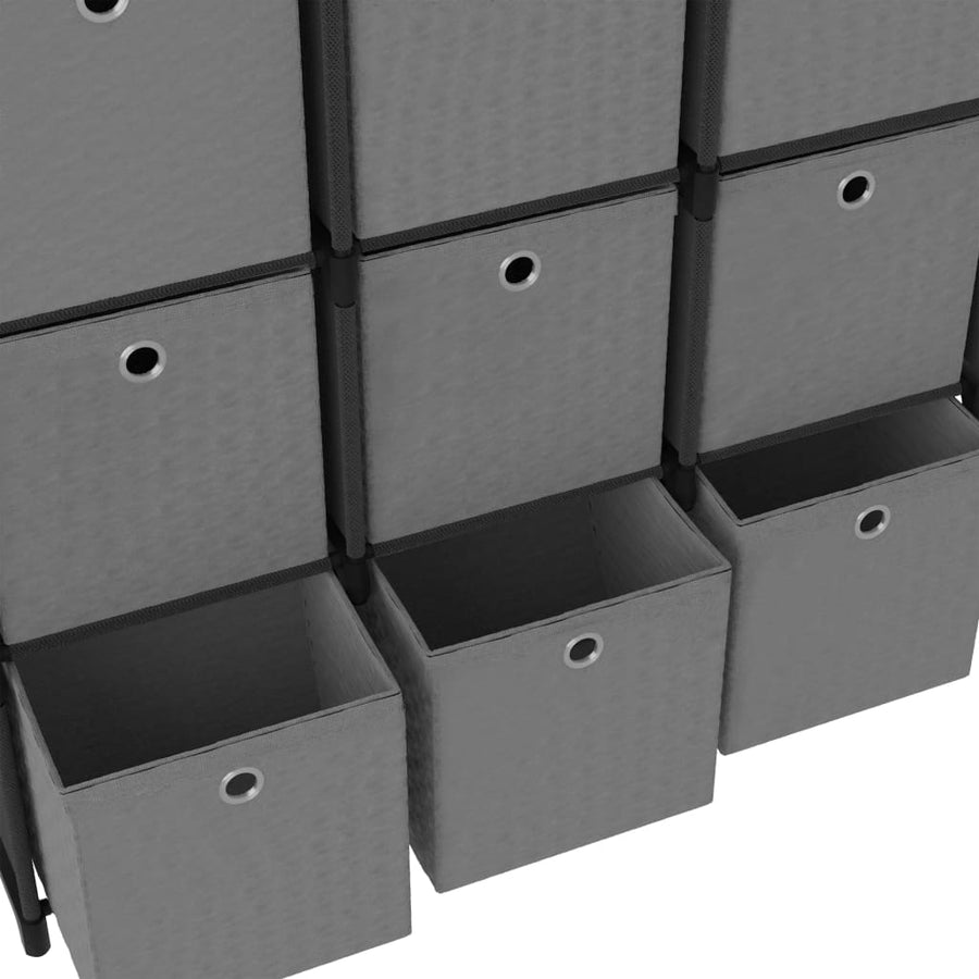 Kast met 9 vakken met boxen 103x30x107,5 cm stof zwart 9-vaks Met boxen