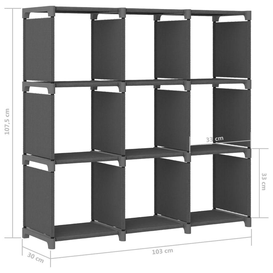 Kast met 9 vakken 103x30x107,5 cm stof grijs 9-vaks Zonder boxen