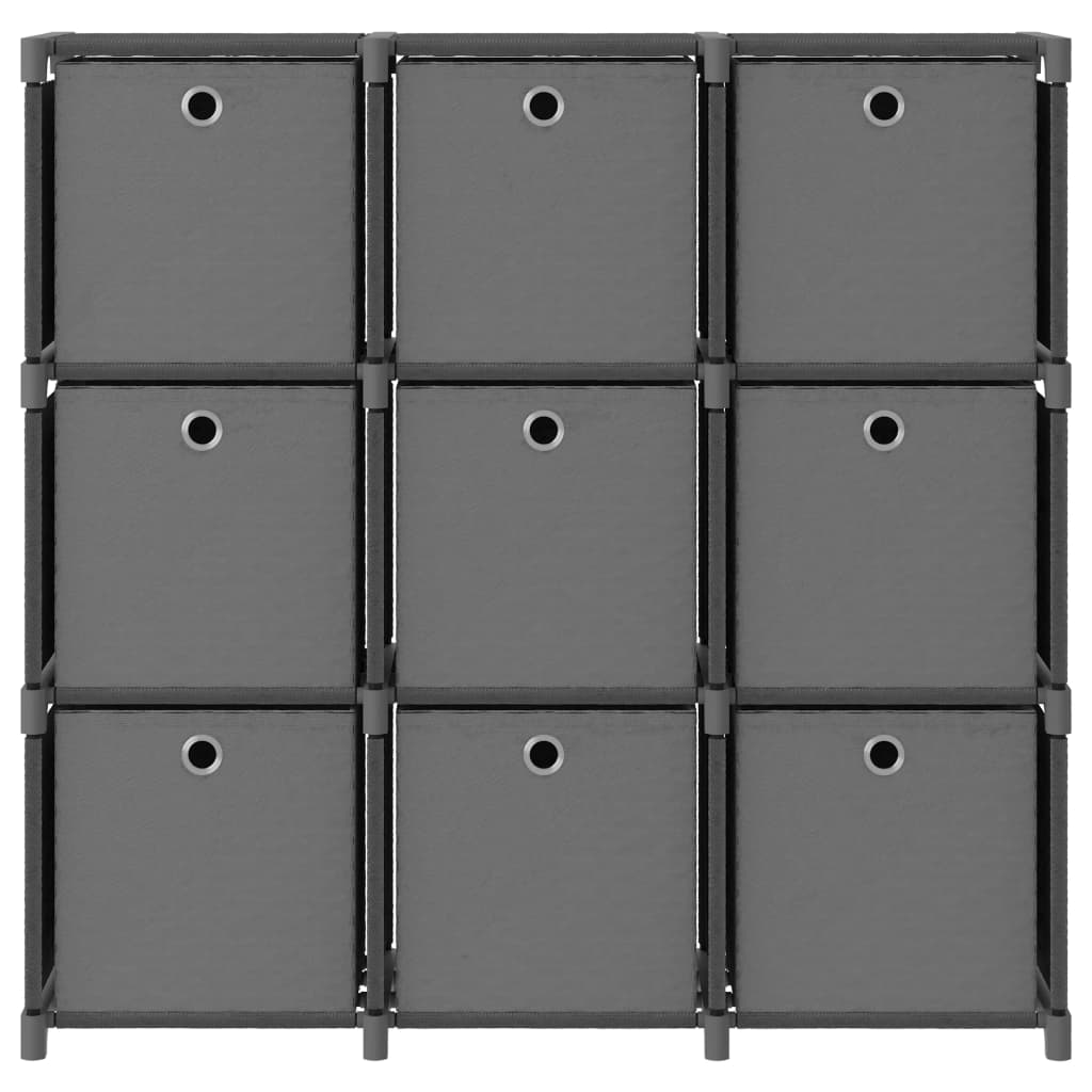 Kast Met 9 Vakken 03X30X07,5 Cm Stof Grijs 9-vaks Met boxen