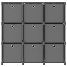 Kast Met 9 Vakken 03X30X07,5 Cm Stof Grijs 9-vaks Met boxen