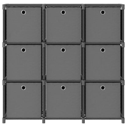 Kast Met 9 Vakken 03X30X07,5 Cm Stof Grijs 9-vaks Met boxen