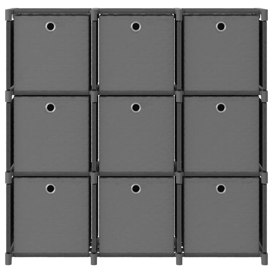 Kast Met 9 Vakken 03X30X07,5 Cm Stof Grijs 9-vaks Met boxen