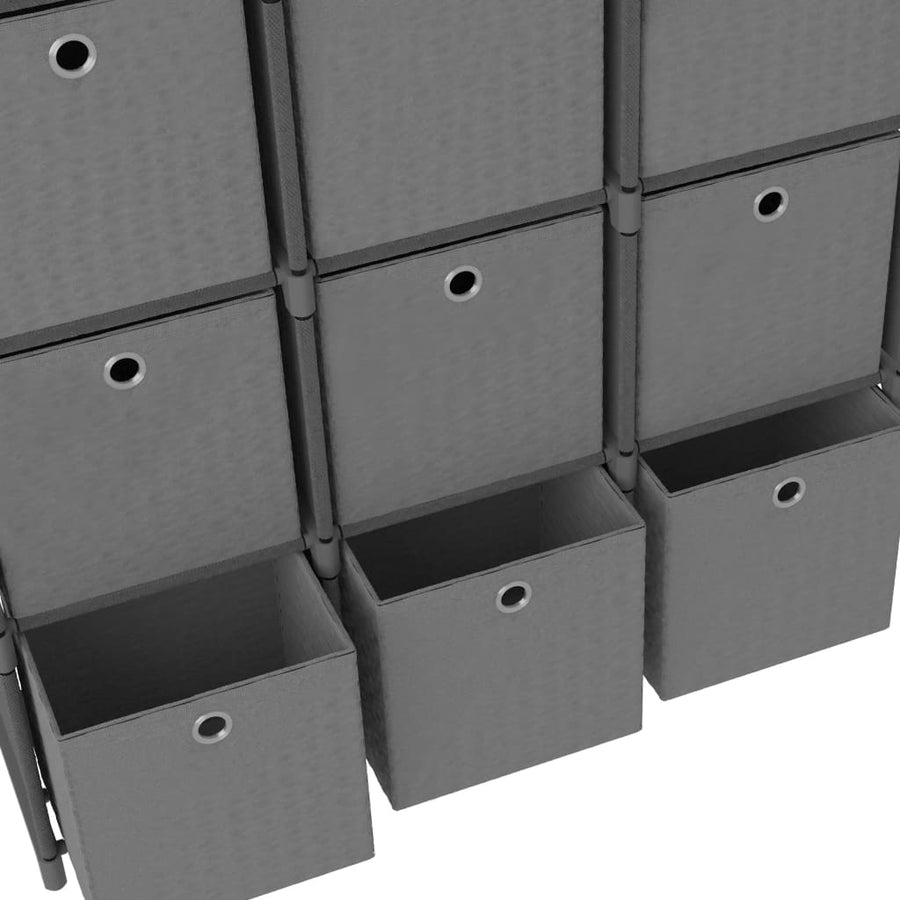 Kast Met 9 Vakken 03X30X07,5 Cm Stof Grijs 9-vaks Met boxen
