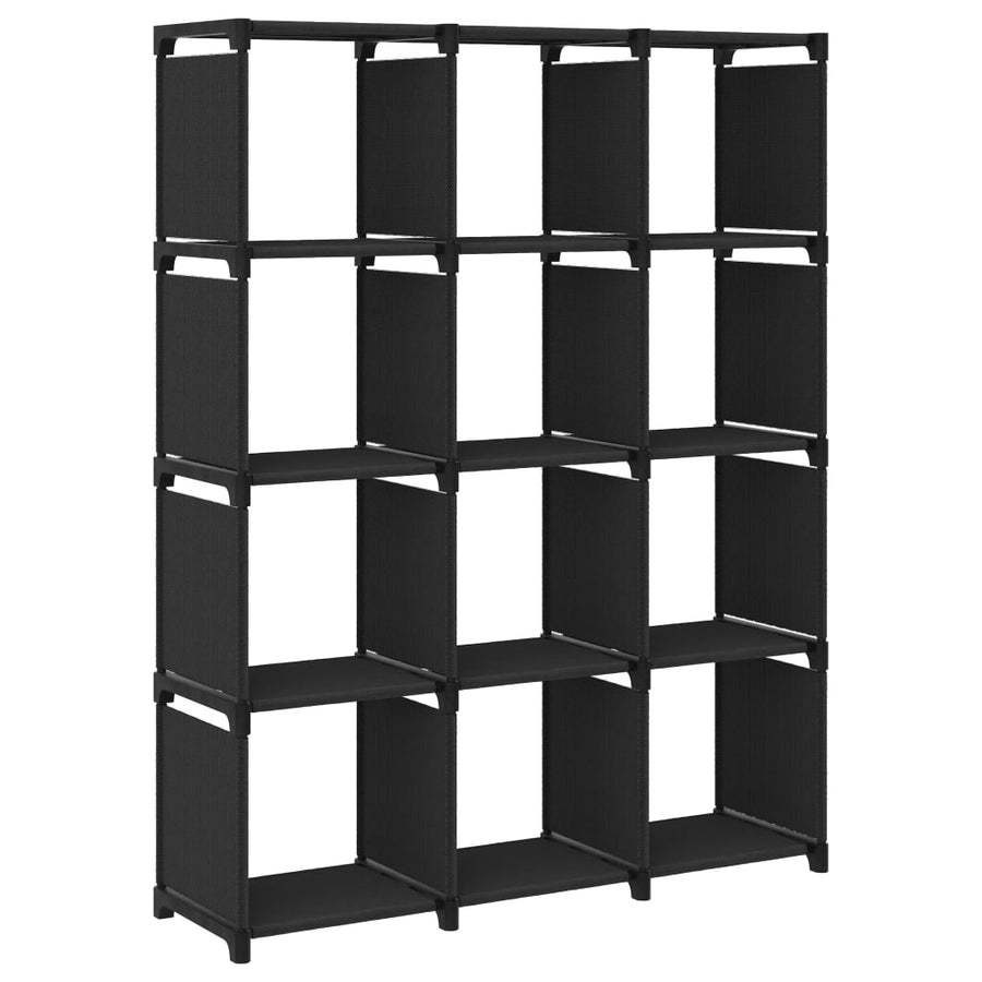 Kast Met 2 Vakken 03X30X4 Cm Stof Zwart 12-vaks Zonder boxen