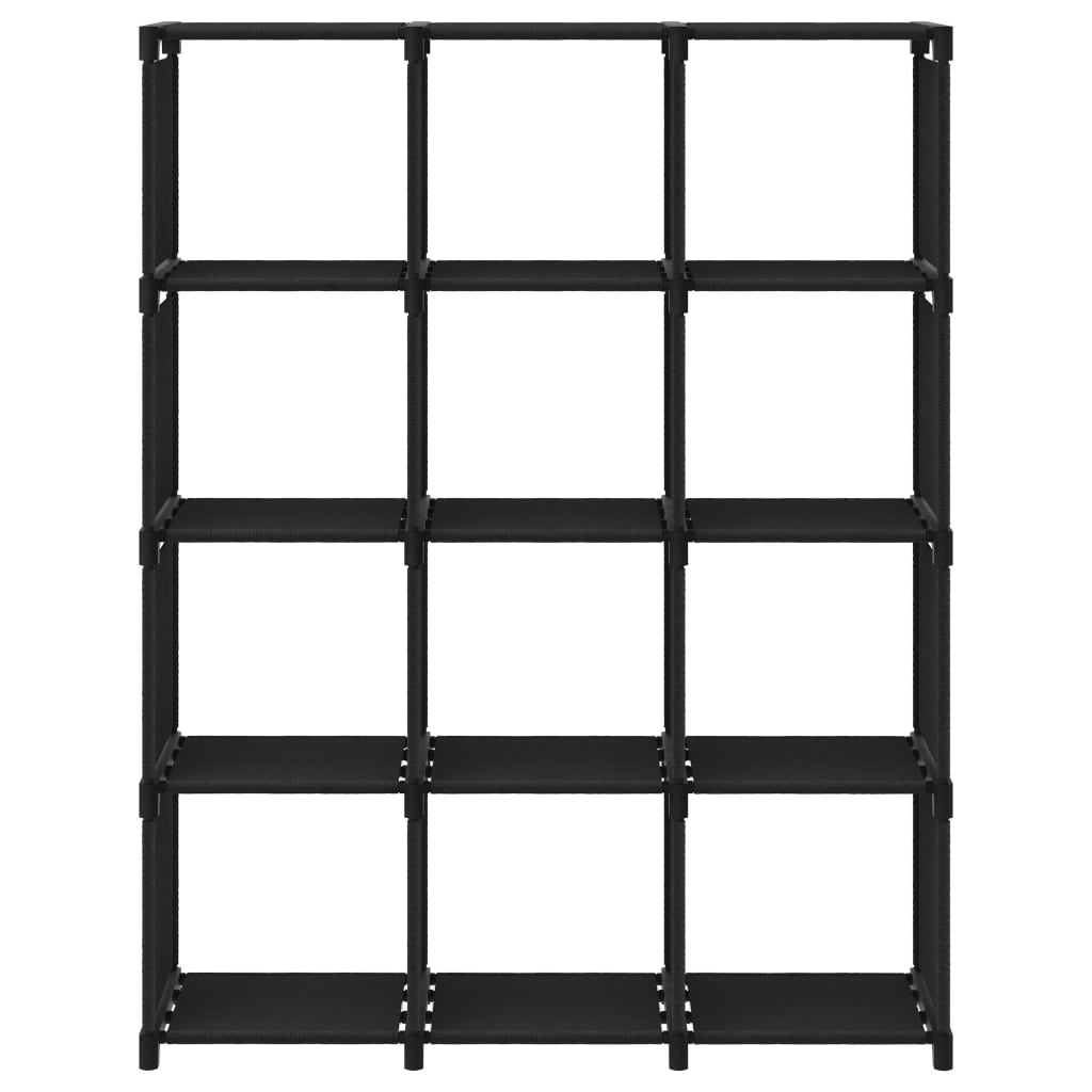 Kast Met 2 Vakken 03X30X4 Cm Stof Zwart 12-vaks Zonder boxen