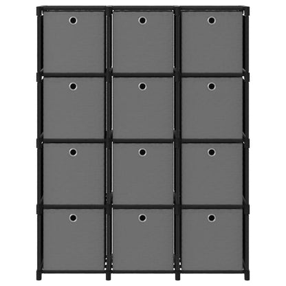 Kast met 12 vakken met boxen 103x30x141 cm stof zwart 12-vaks Met boxen