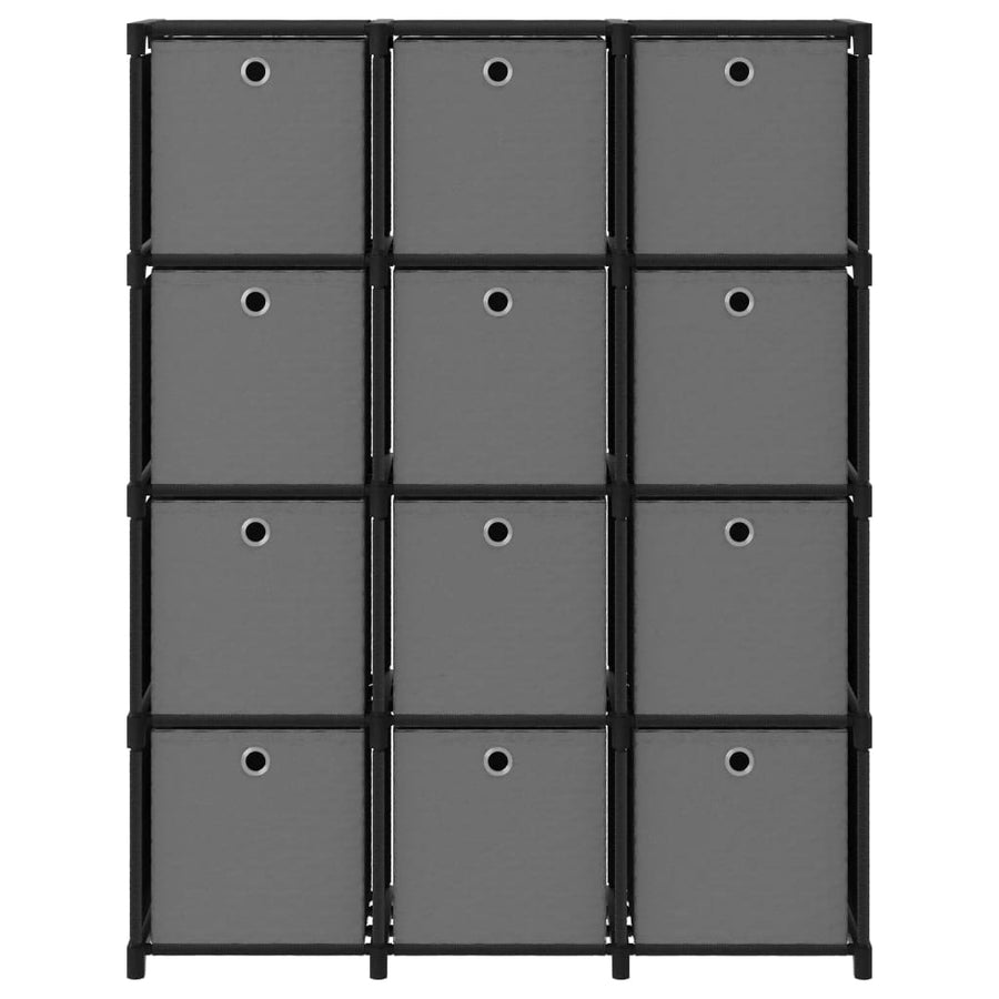 Kast met 12 vakken met boxen 103x30x141 cm stof zwart 12-vaks Met boxen