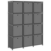 Boekenkast 12 vakken met boxen 103x30x141 cm grijs