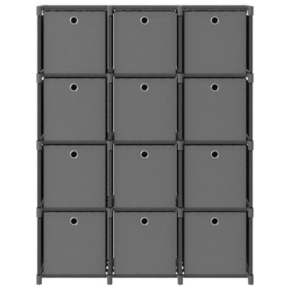 Kast Met 2 Vakken 03X30X4 Cm Stof Grijs 12-vaks Met boxen