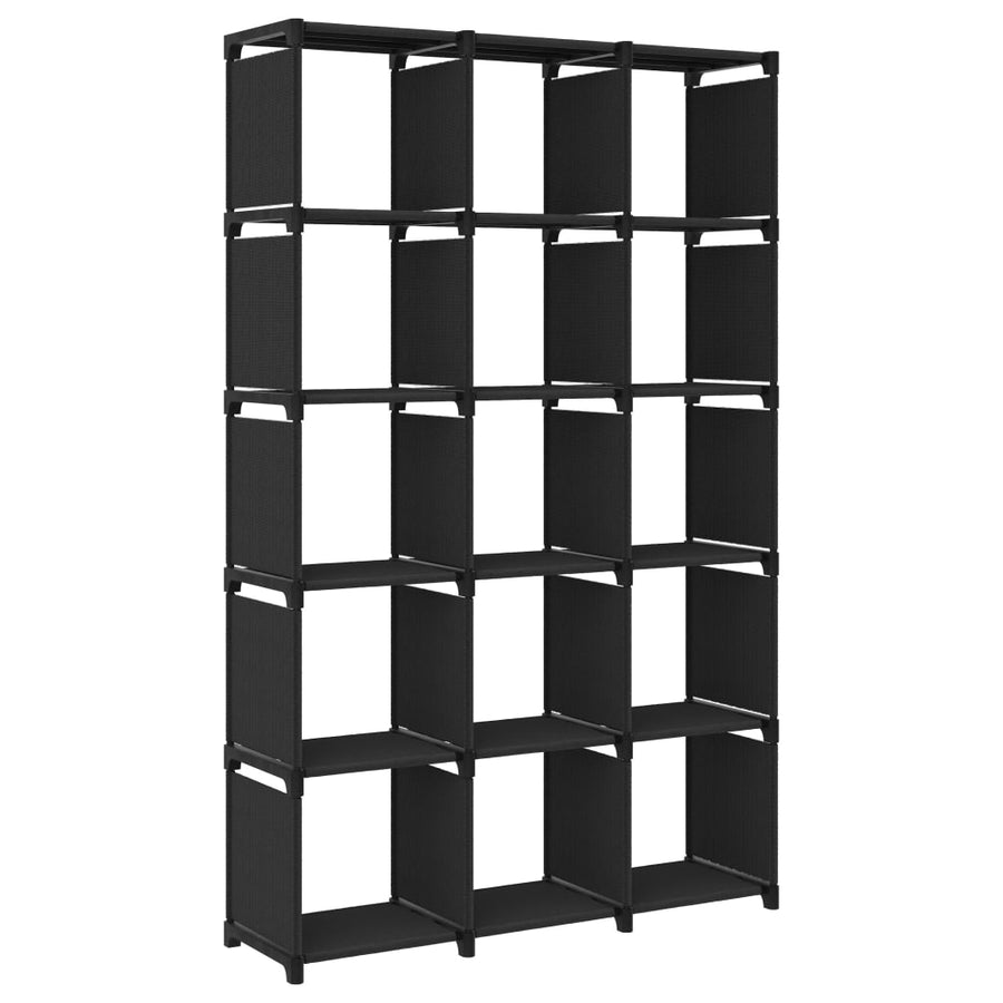 Kast Met 5 Vakken 03X30X75,5 Cm Stof Zwart 15-vaks Zonder boxen