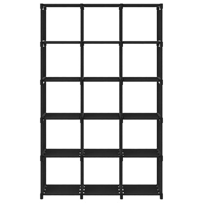 Kast Met 5 Vakken 03X30X75,5 Cm Stof Zwart 15-vaks Zonder boxen