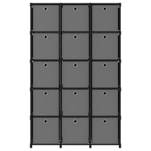 Kast Met 5 Vakken 03X30X75,5 Cm Stof Zwart 15-vaks Met boxen
