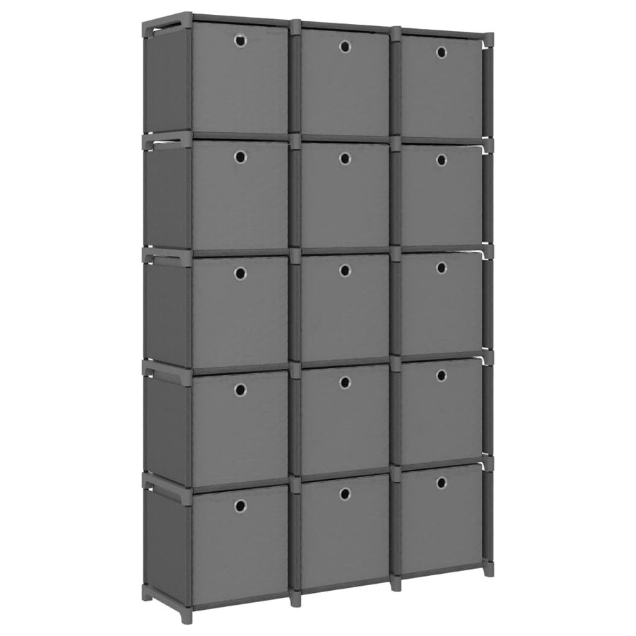 Kast Met 15 Vakken Met Boxen 103X30X175,5 Cm Stof Grijs 15-vaks