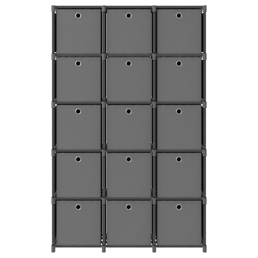Kast Met 15 Vakken Met Boxen 103X30X175,5 Cm Stof Grijs 15-vaks