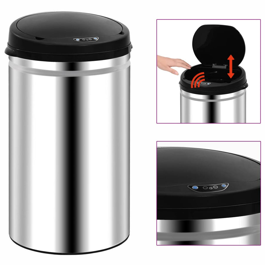 Prullenbak met automatische sensor 40 L roestvrij staal 40 l Zilver