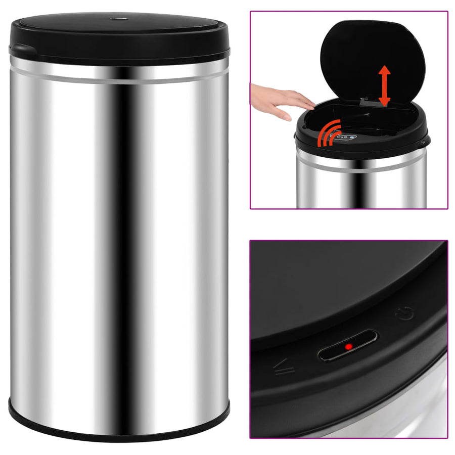 Prullenbak met automatische sensor 60 L roestvrij staal 60 l Zilver