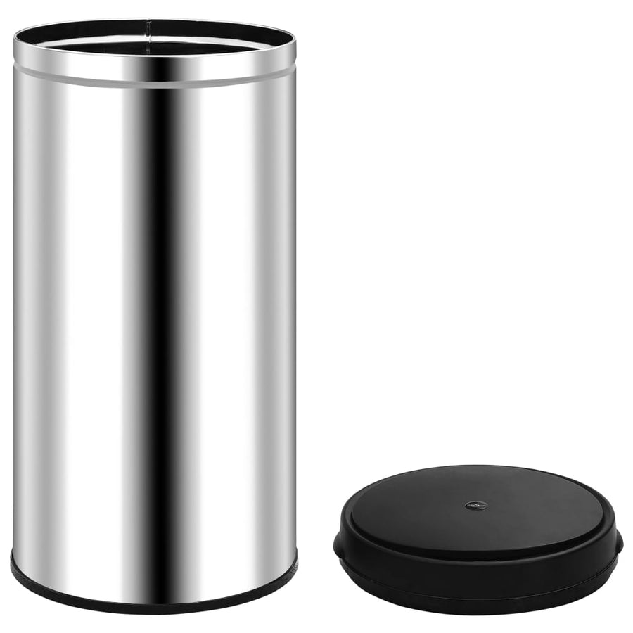 Prullenbak met automatische sensor 70 L roestvrij staal 70 l Zilver