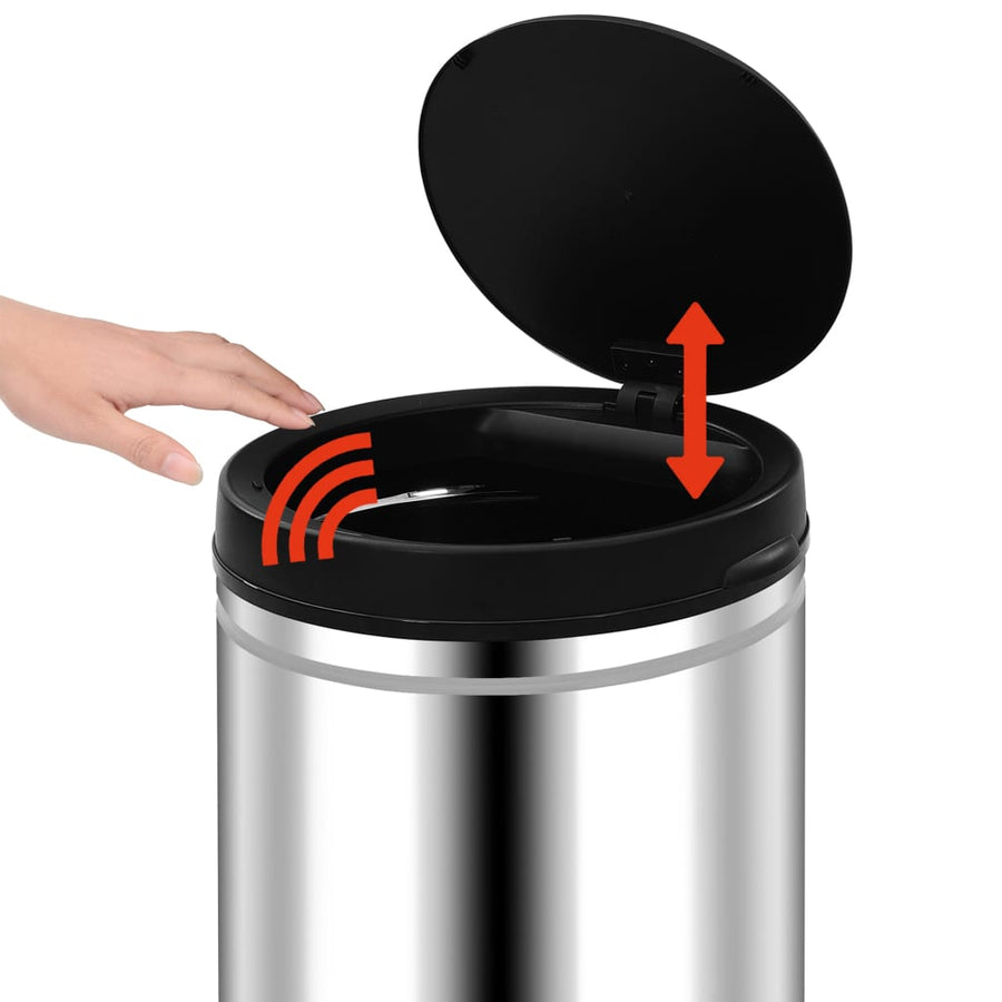Prullenbak met automatische sensor 80 L roestvrij staal 80 l Zilver