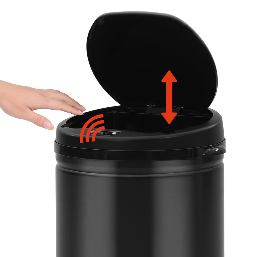 Prullenbak met automatische sensor 30 L koolstofstaal zwart 30 l Zwart