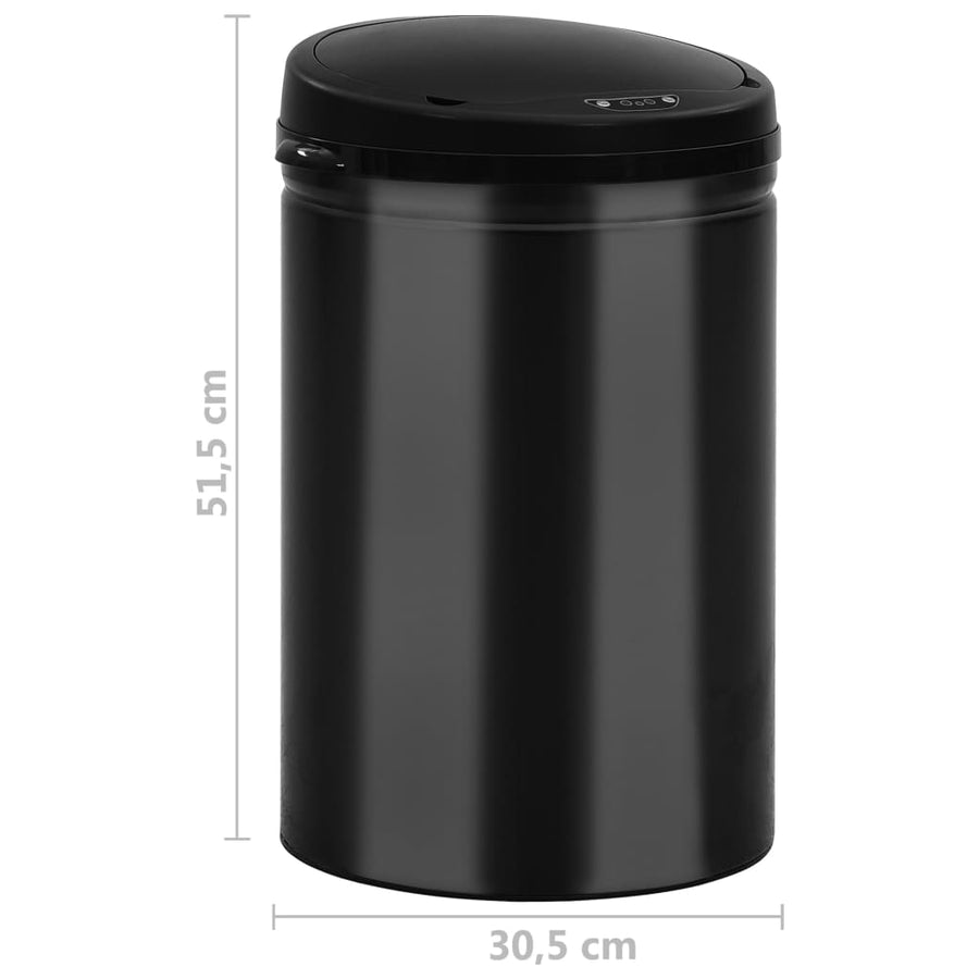 Prullenbak met automatische sensor 30 L koolstofstaal zwart 30 l Zwart
