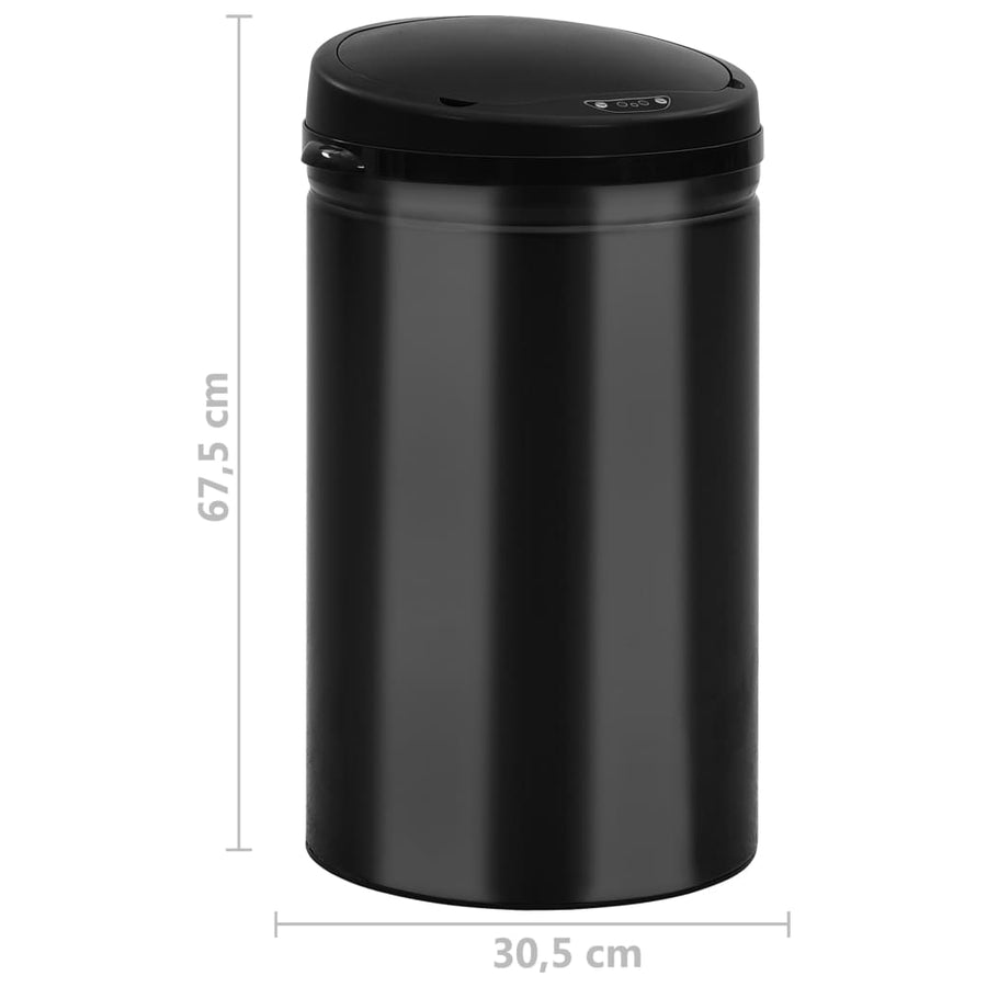 Prullenbak met automatische sensor 40 L koolstofstaal zwart 40 l Zwart