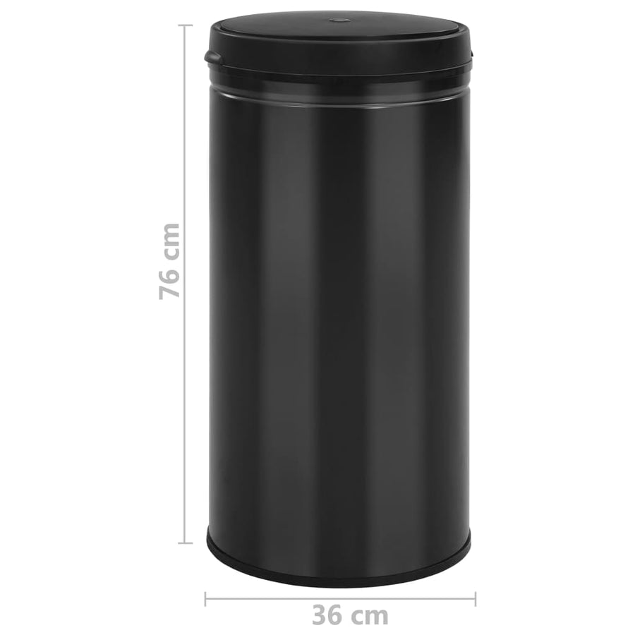 Prullenbak met automatische sensor 70 L koolstofstaal zwart 70 l Zwart