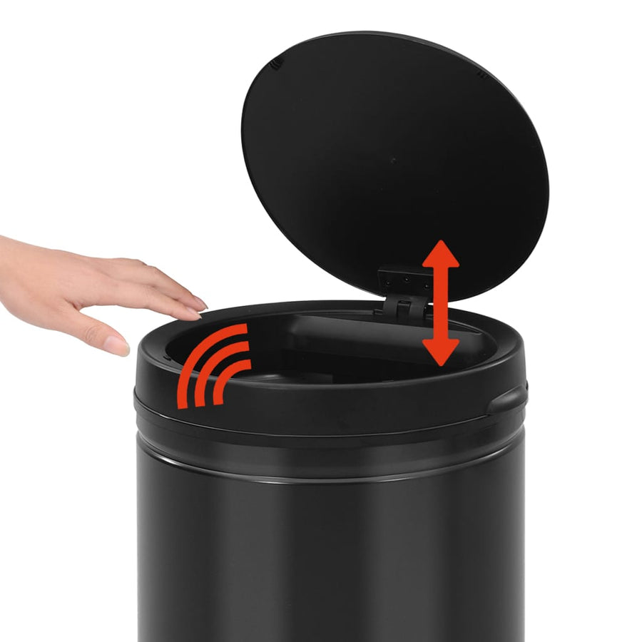 Prullenbak met automatische sensor 80 L koolstofstaal zwart 80 l Zwart