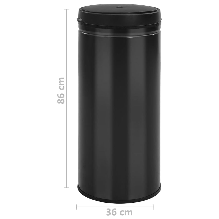 Prullenbak met automatische sensor 80 L koolstofstaal zwart 80 l Zwart