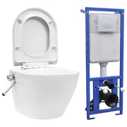 Hangend toilet randloos keramiek wit met stortbak
