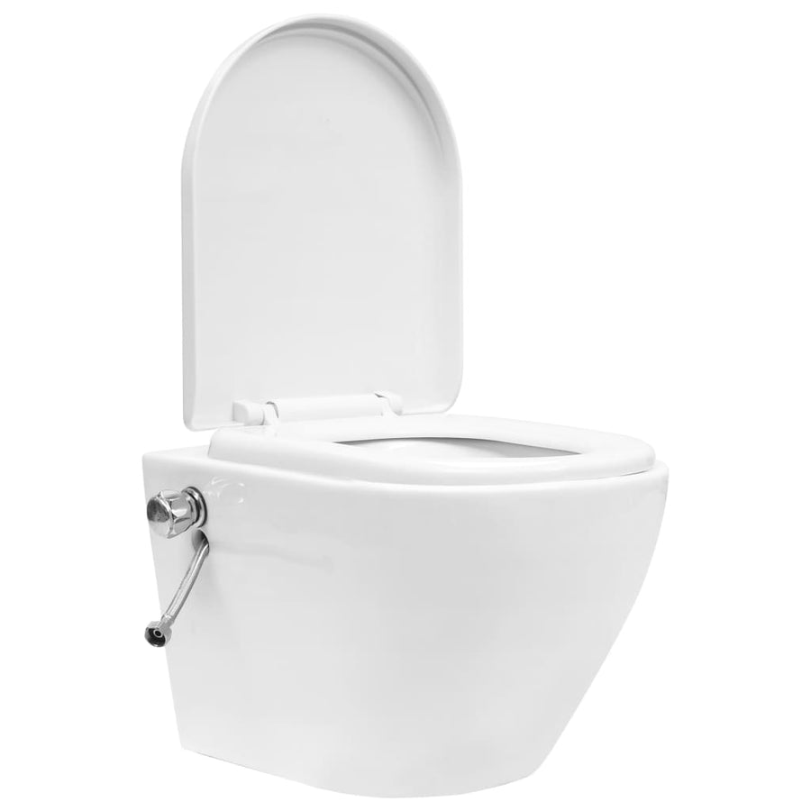 Hangend toilet randloos met verborgen stortbak keramiek wit Wit