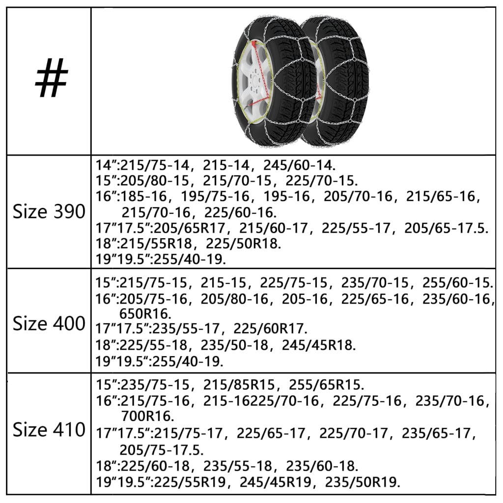 Sneeuwkettingen 16 Mm Suv 4X4 Maat 400 size 400