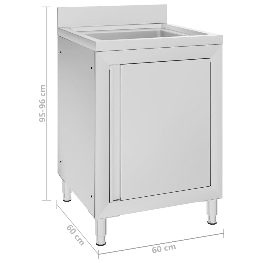Wastafelkast Commercieel 60X60X96 Cm Roestvrij Staal 60 x 60 x 96 cm (wastafel)