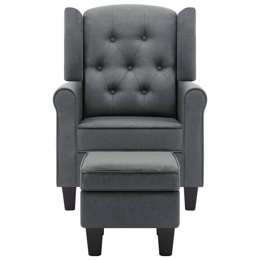 Fauteuil Met Voetenbankje Stof Lichtgrijs