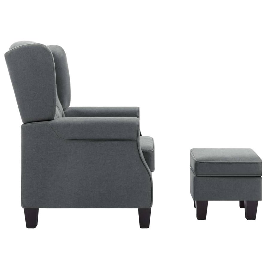 Fauteuil Met Voetenbankje Stof Lichtgrijs