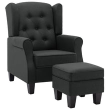 Fauteuil Met Voetenbankje Stof Donkergrijs