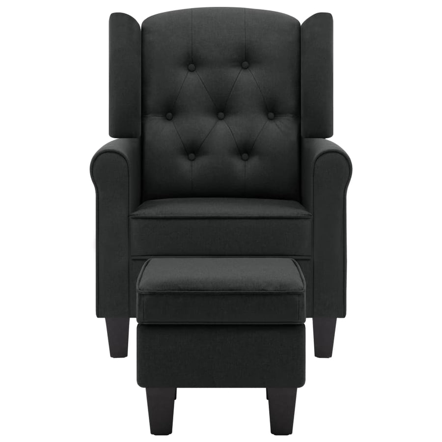 Fauteuil Met Voetenbankje Stof Donkergrijs