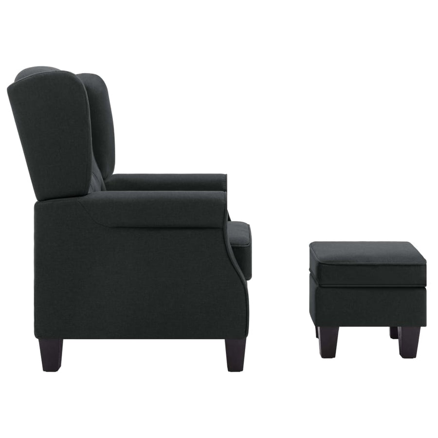 Fauteuil Met Voetenbankje Stof Donkergrijs